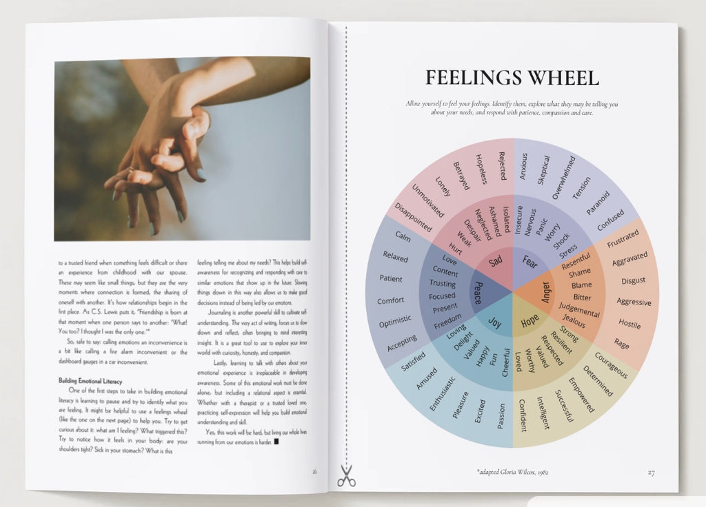 Page from Everyday Wellbeing Project Volume 3, On Love: Emotional Literacy