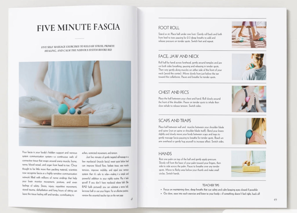 Page from Everyday Wellbeing Project Volume 3, On Love: Five Minute Fascia