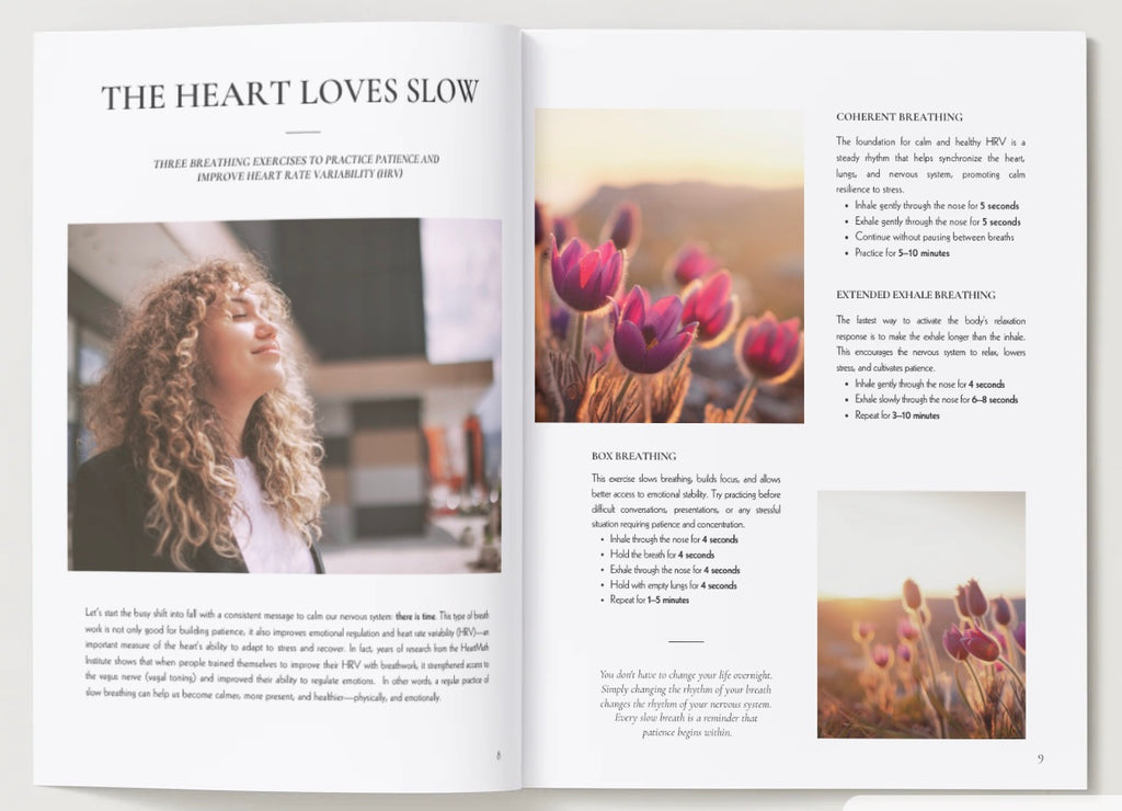 Page from Everyday Wellbeing Project Volume 3, On Love: The Heart Loves Slow